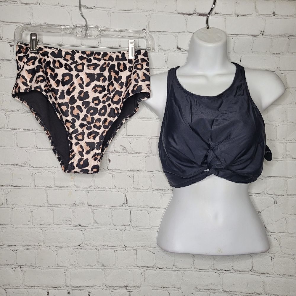 Women's 2 Piece High Waist Twist Bikini Set Large